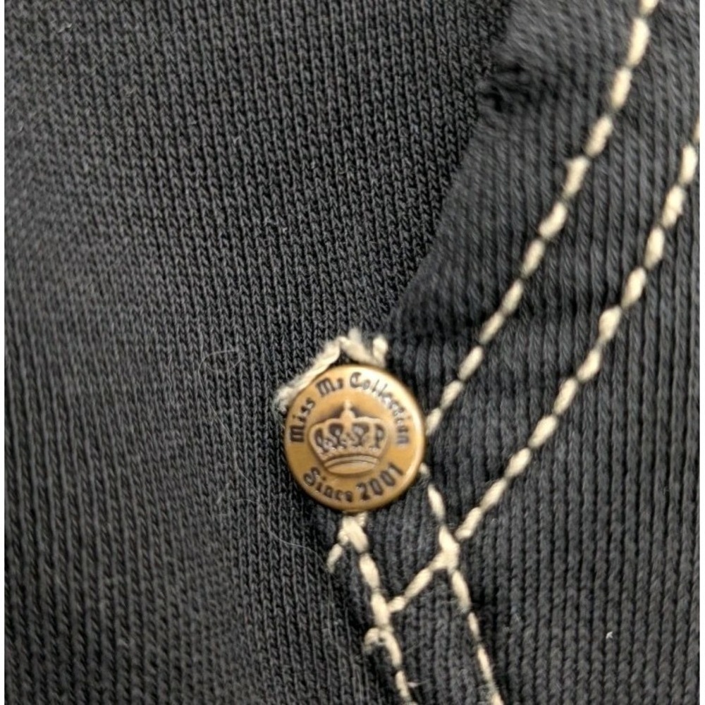 Y2K Limited Miss Me Le lotus Bleu Embroidered Distressed Skull Full Zip Hoodie M - Picture 3 of 14